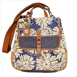 Fossil Long Live Vintage Blue Flower Convertible Backpack